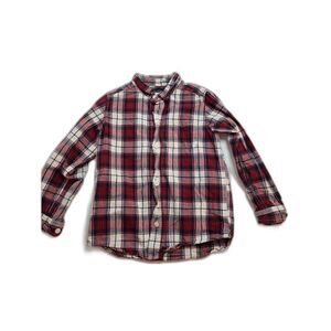 The Children's Place Boy's Red and White Plaid Long Sleeve Shirt Size 5T